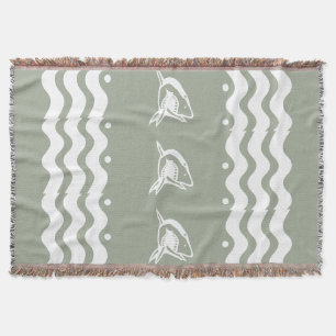WHITE shark personalize / .choose color background Throw Blanket