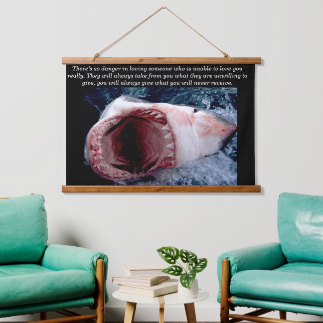  White Shark Rows of Teeth  Hanging Tapestry (Living Room)