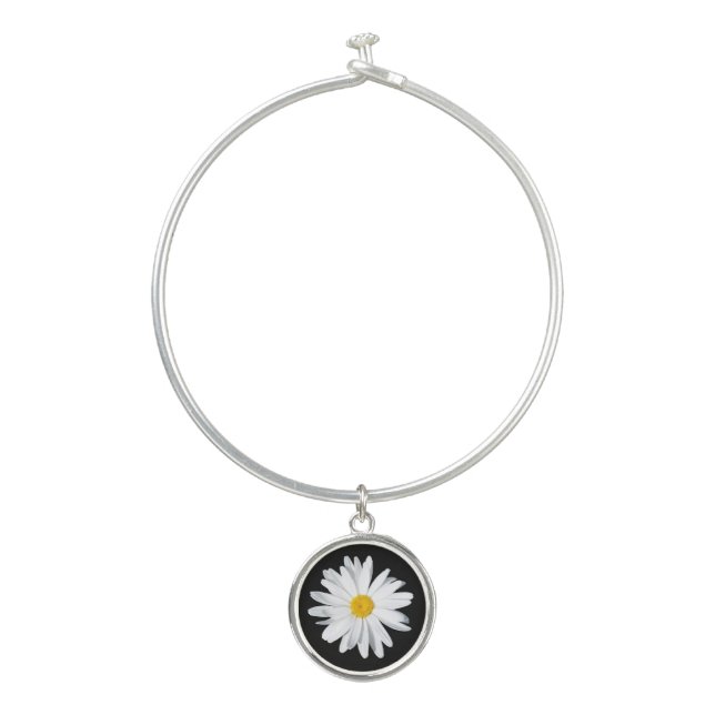 White Shasta Daisy Bangle Bracelet (Front)