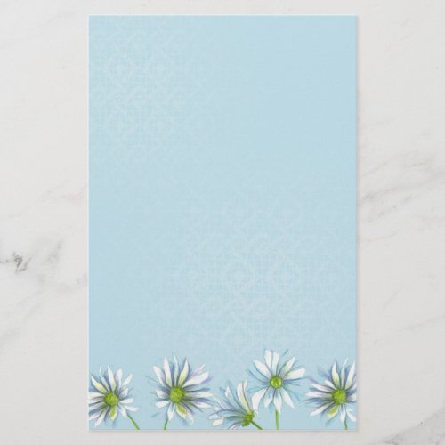 White Shasta Daisy Flower Drawing Stationery