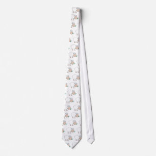 White Sheep Cartoon Character Eating A Flower Neck Tie