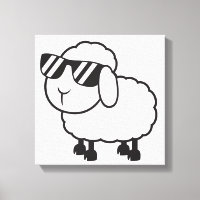 White Sheep in Sunglasses Cartoon