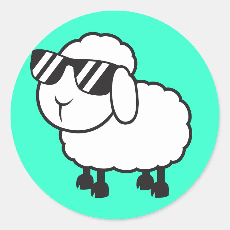 White Sheep in Sunglasses Cartoon Classic Round Sticker | Zazzle