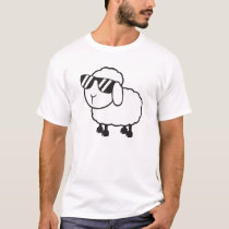 White Sheep in Sunglasses Cartoon T-Shirt