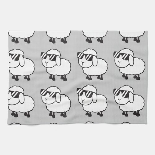 White Sheep in Sunglasses Cartoon Towel
