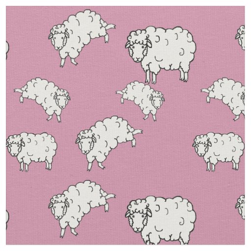 White sheep/little lambs on pink 2 fabric