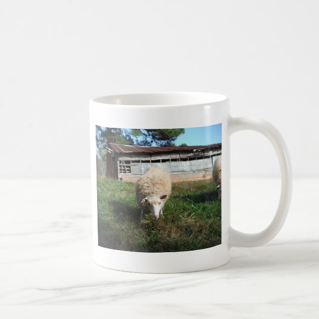 White Sheep on the Farm Coffee Mug (Right)
