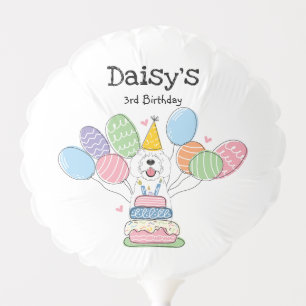 White Sheepadoodle Dog Birthday Party Balloon