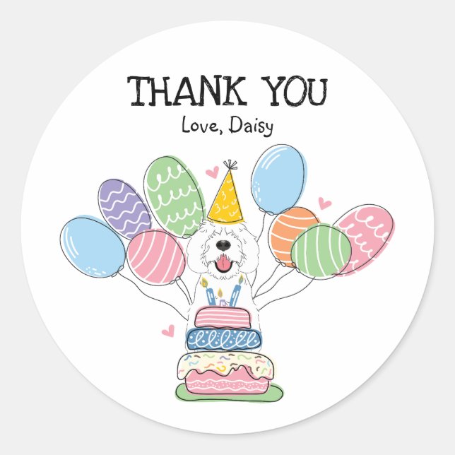 White Sheepadoodle Favor Tags Sticker (Front)