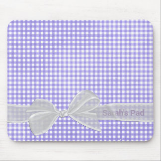 White Sheer Bow On Gingham Mouse Pad