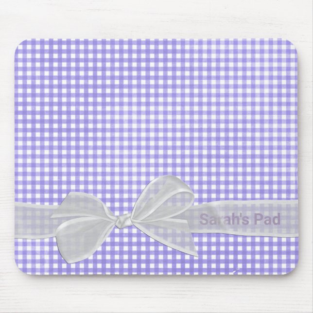 White Sheer Bow On Gingham Mouse Pad (Front)