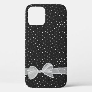 white sheer bow on polka dots iPhone 12 case