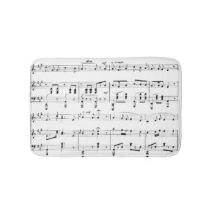 White Sheet Music Bathroom Mat