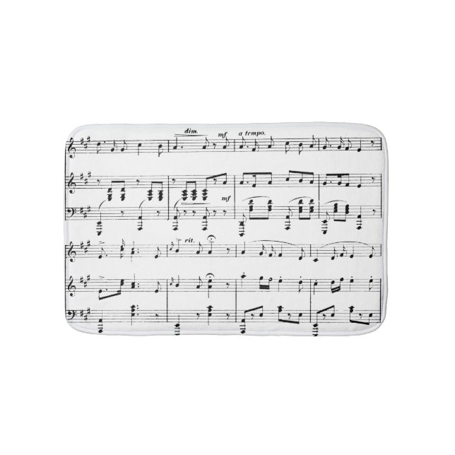 White Sheet Music Bathroom Mat (Front)