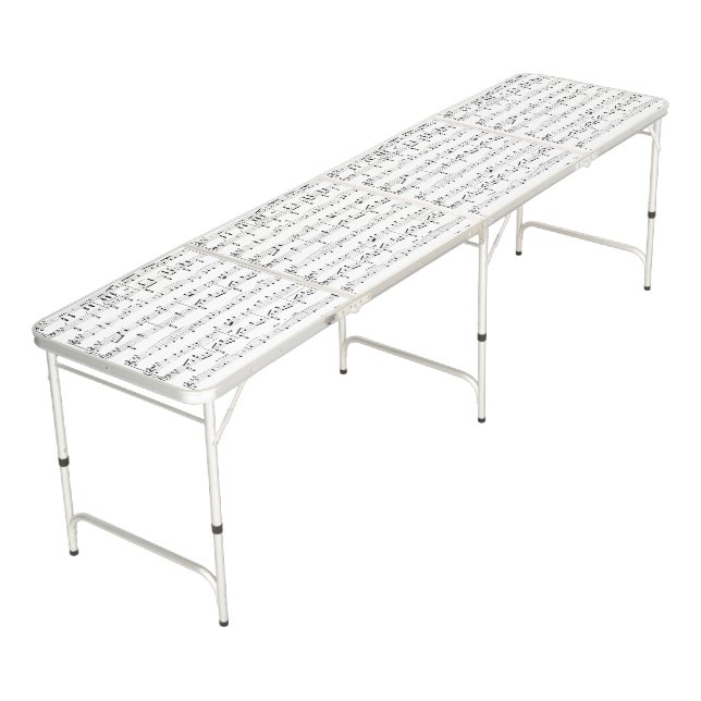 White Sheet Music Beer Pong Table (Angled)