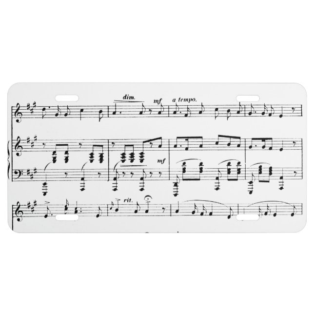 White Sheet Music License Plate (Front)