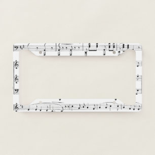 White Sheet Music License Plate Frame