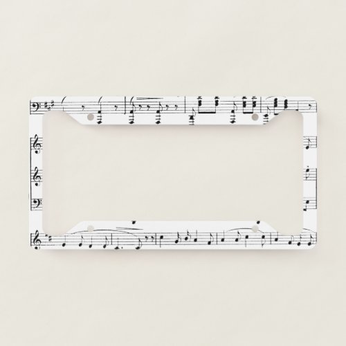 White Sheet Music License Plate Frame