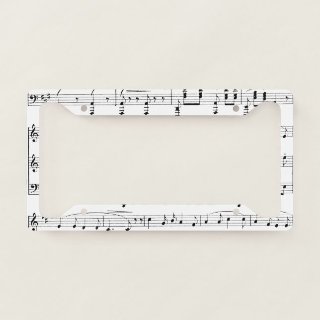White Sheet Music License Plate Frame (Front)