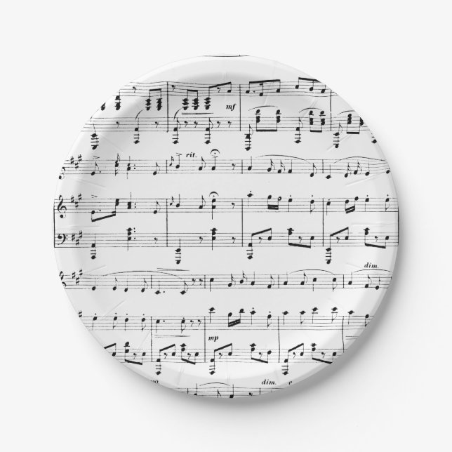 White Sheet Music Paper Plates (Front)