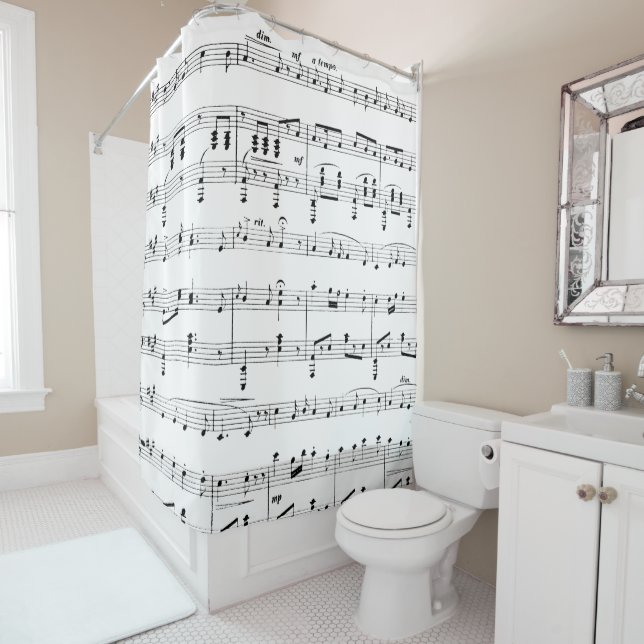 White Sheet Music Shower Curtain (In Situ)