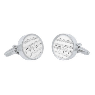 White Sheet Music Silver Cufflinks