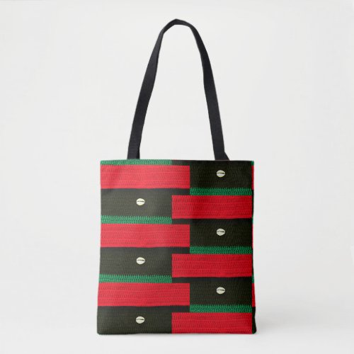 White Shell Red Black Green Artisan Crochet Print  Tote Bag