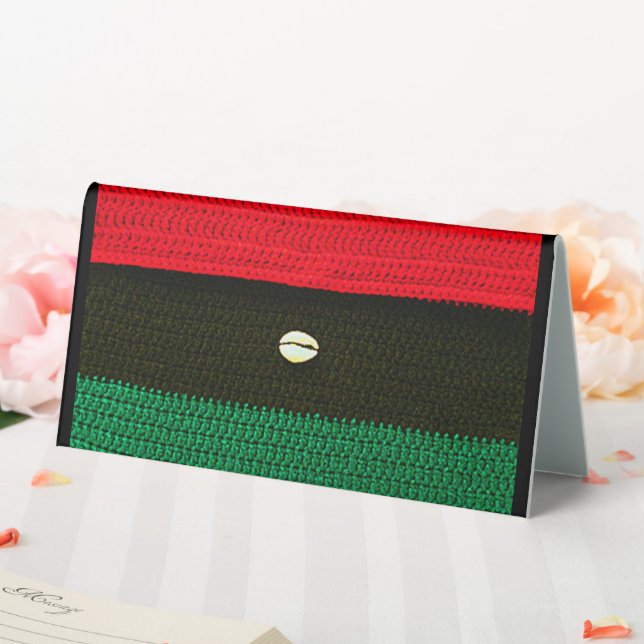 White Shell Red Black Green Designer Crochet Print Table Tent (In SItu (Wedding))