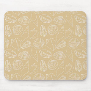 White Shells on Sandy Beige Mouse Pad