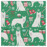 white shepherd christmas holiday fabric