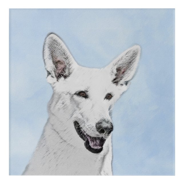 White Shepherd Painting - Cute Original Dog Art (Front)