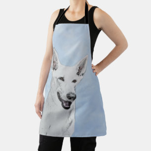 White Shepherd Painting - Cute Original Dog Art Apron
