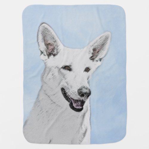 White Shepherd Painting _ Cute Original Dog Art Baby Blanket