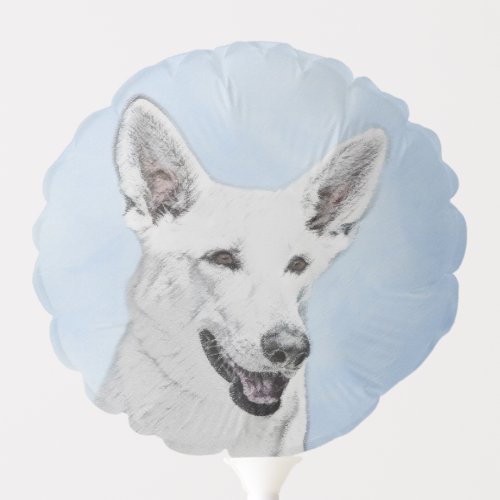 White Shepherd Painting _ Cute Original Dog Art Balloon