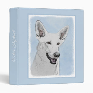 White Shepherd Painting - Cute Original Dog Art Bi 3 Ring Binder