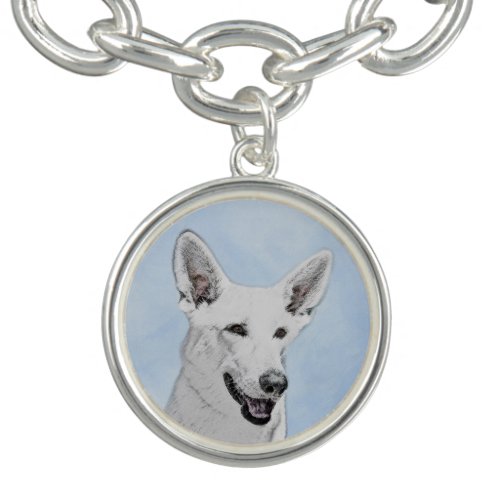 White Shepherd Painting _ Cute Original Dog Art Bracelet