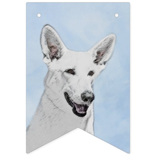 White Shepherd Painting _ Cute Original Dog Art Bunting Flags