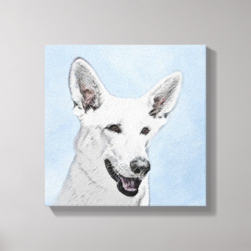 White Shepherd Painting _ Cute Original Dog Art Canvas Print