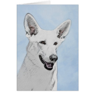 White Shepherd Painting - Cute Original Dog Art Cards