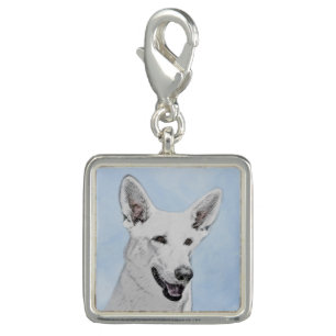 White Shepherd Painting - Cute Original Dog Art Charm