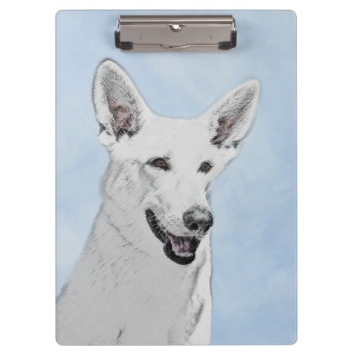 White Shepherd Painting _ Cute Original Dog Art Clipboard