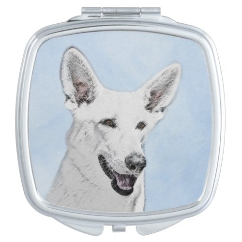 White Shepherd Painting _ Cute Original Dog Art Compact Mirror