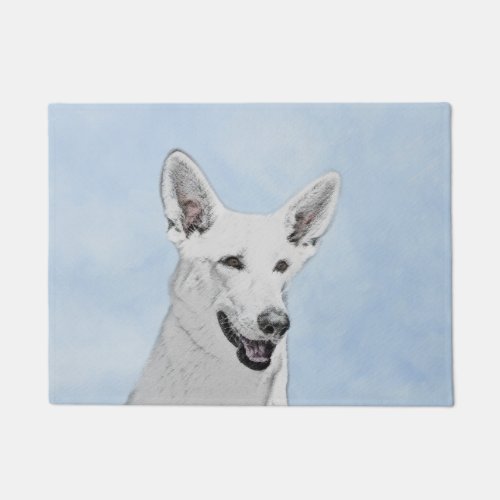 White Shepherd Painting _ Cute Original Dog Art Doormat