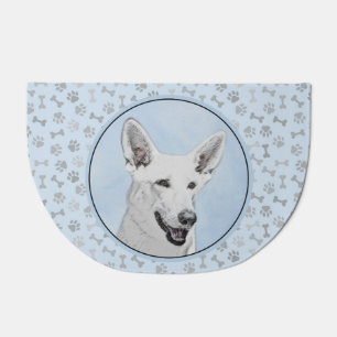 White Shepherd Painting - Cute Original Dog Art Doormat