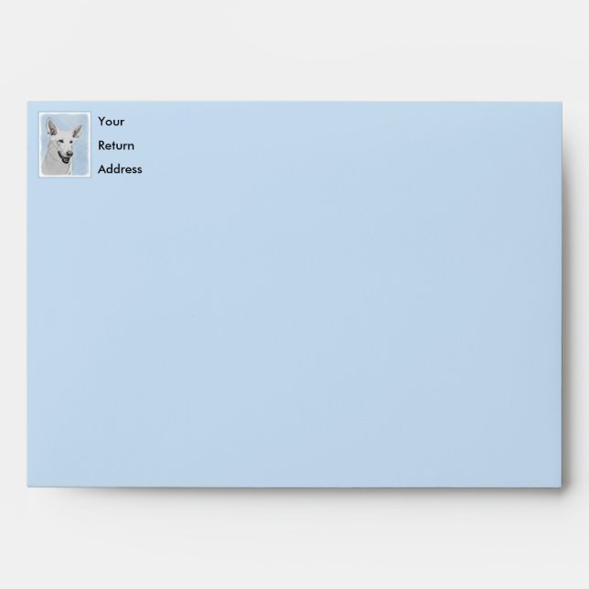 White Shepherd Painting - Cute Original Dog Art Envelope (Front)