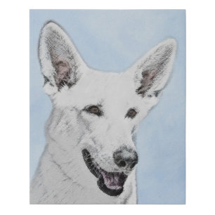 White Shepherd Painting - Cute Original Dog Art Faux Canvas Print