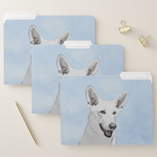 White Shepherd Painting - Cute Original Dog Art File Folder