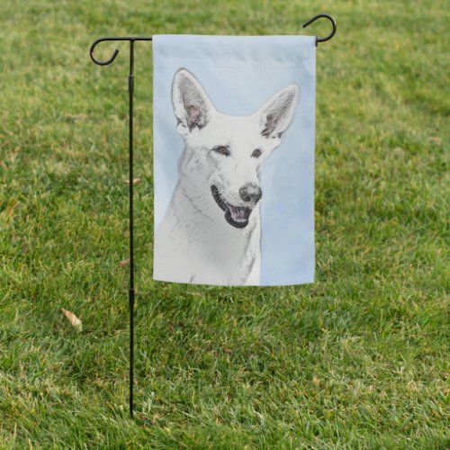 White Shepherd Painting _ Cute Original Dog Art Garden Flag