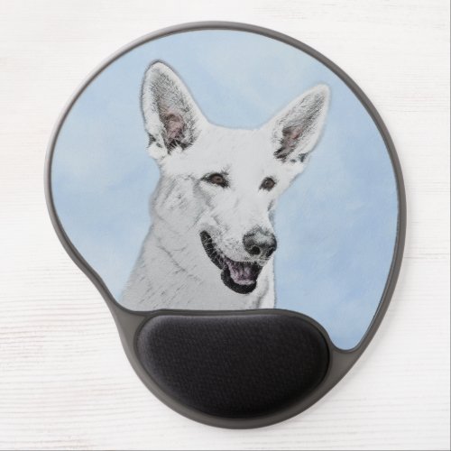 White Shepherd Painting _ Cute Original Dog Art Gel Mouse Pad