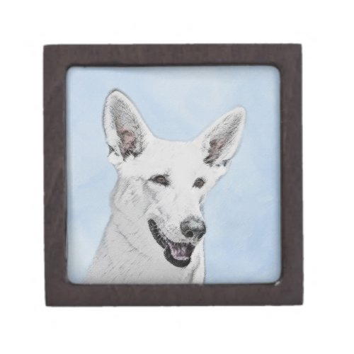 White Shepherd Painting _ Cute Original Dog Art Gift Box